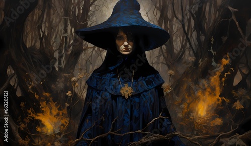 halloween witch in the forest