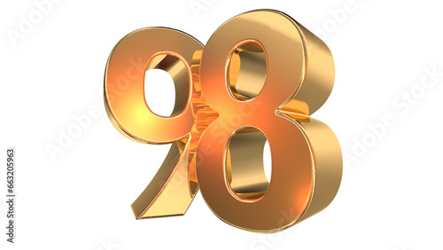Gold glossy 3d number 98