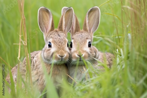 pair of rabbits huddled together in a grassy meadow © Alfazet Chronicles