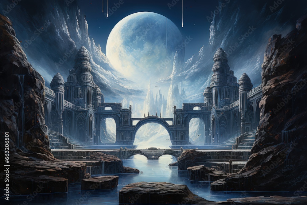 Mystical moonstone portals, bridging the gap between realms and dimensions - Generative AI Mystical moonstone portals, bridging the gap between realms and dimensions - Generative AI