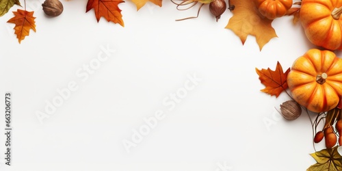 Autumn leaves and pumpkins background  AI generated