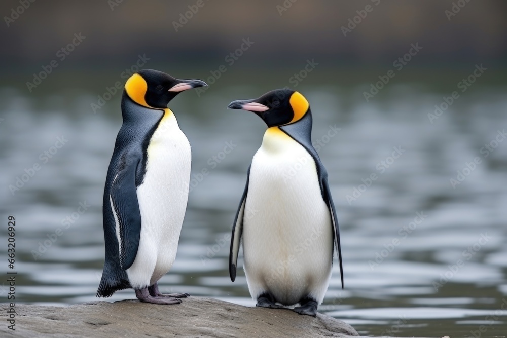 Fototapeta premium pair of penguins standing side by side