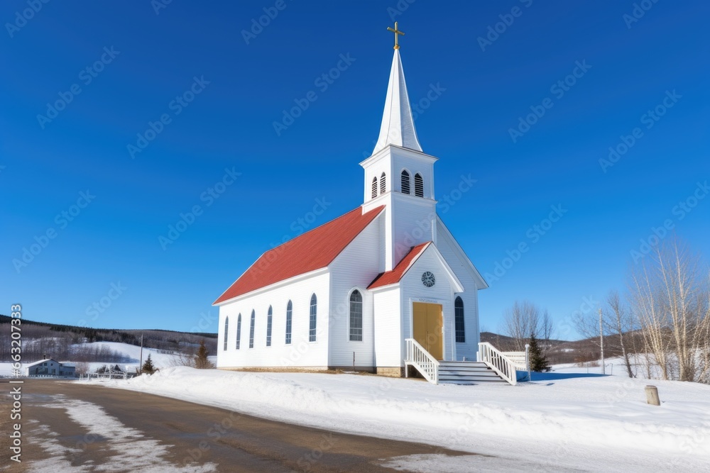 white church under a clear blue sky