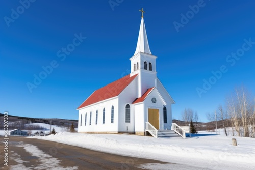 white church under a clear blue sky