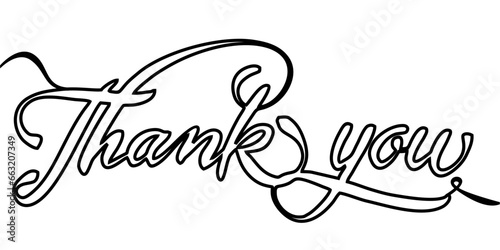 Line art of thank you lettering