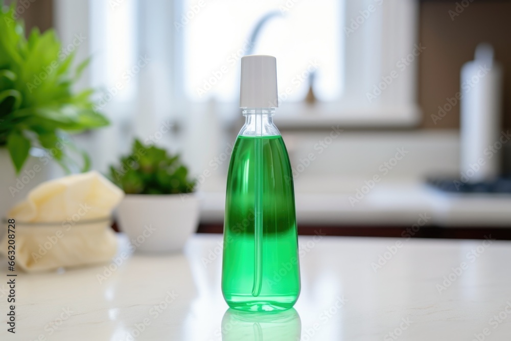 silicone-free conditioner bottle on a bathroom counter