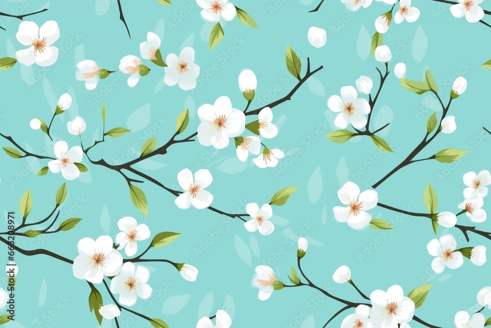Obraz premium Spring delicate green floral seamless pattern. Generated by AI