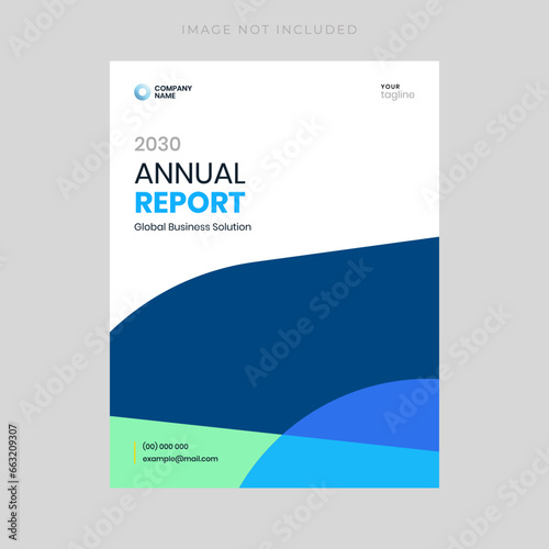 Clean and modern blue-themed annual report cover page design template tailored for business booklets. Perfect for presenting your company's information with a touch of professionalism.