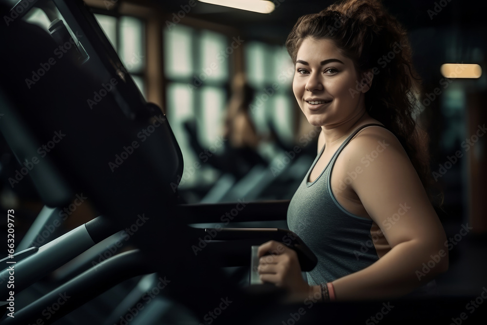 Happy Plus size woman training, AI generated Happy Plus size woman training, AI generated