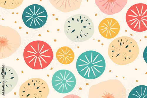 Sand dollars quirky doodle pattern, wallpaper, background, cartoon, vector, whimsical Illustration