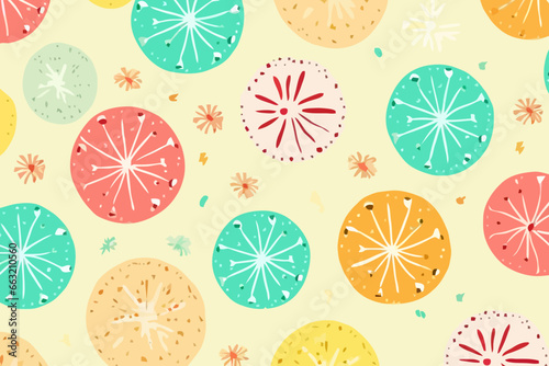 Sand dollars quirky doodle pattern, wallpaper, background, cartoon, vector, whimsical Illustration