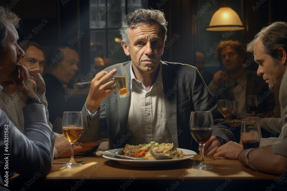 man He passionately debated politics with his friends over dinner. man He passionately debated politics with his friends over dinner.