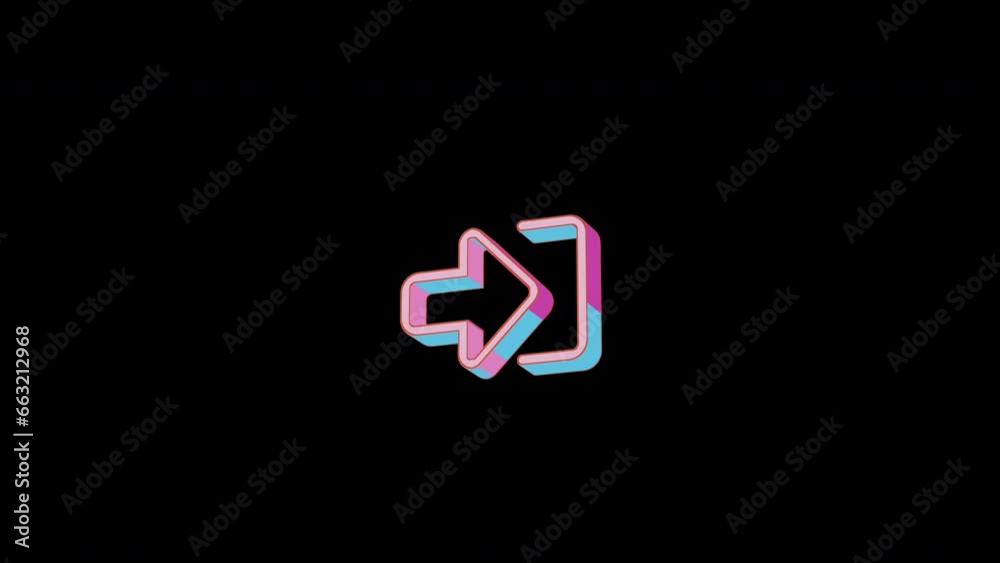 Bright sign enter (in) icon is jumping merrily. Retro style. Alpha channel black. Looped from frame 120 to 240, Alpha BW at the end