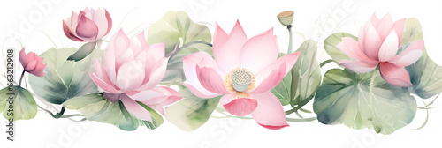 pink lotus flower on painting harmony and peace watercolor