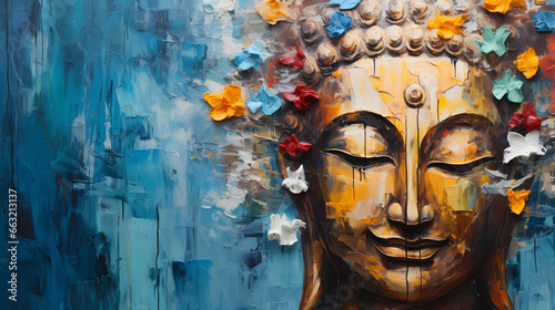 buddha face in painting