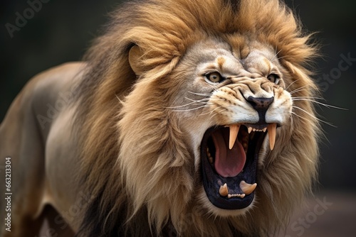 a detailed close up of a lion roaring