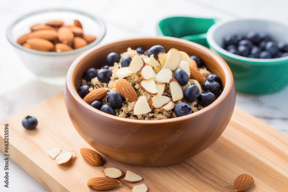 quinoa breakfast bowl with blueberries and almonds quinoa breakfast bowl with blueberries and almonds