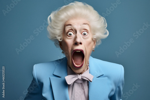 Woman beauty person grandmother female portrait expression face excited mature caucasian happy fashion