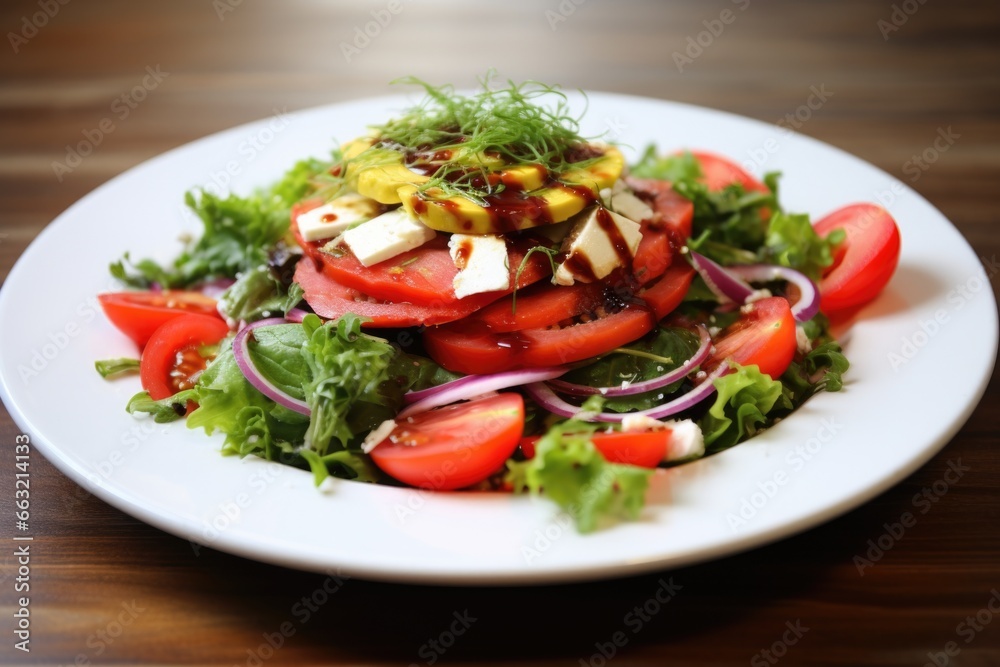 a healthy salad to represent eating light meals on a white plate