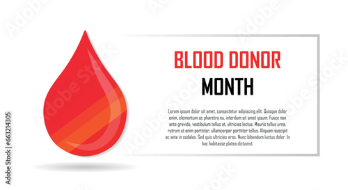 Global blood donor day on June 14, International blood donation month, red blood drop, encourage volunteers for charity events,  copy space for text, healthcare and medical treatment