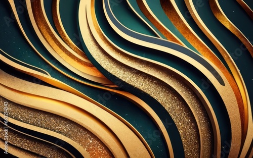 Luxury abstract gold curve background with glitter light effect decoration with Generative AI.