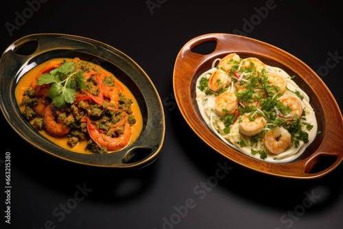 two dishes from different cuisines placed side by side