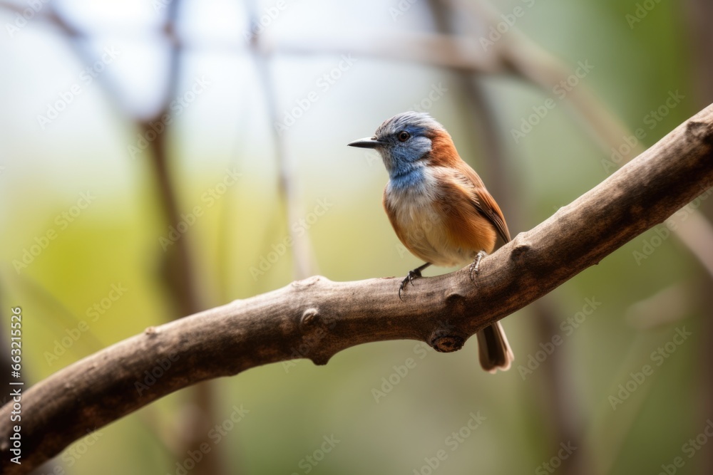 a single bird perched on a branch, with an empty spot beside it a single bird perched on a branch, with an empty spot beside it