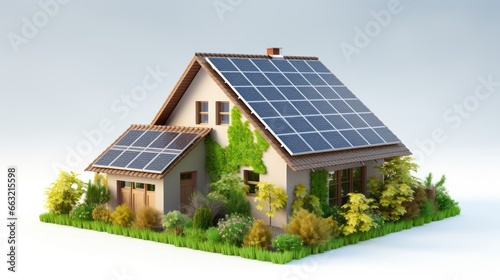 solar panels on the roof, isolate white background  © Sim