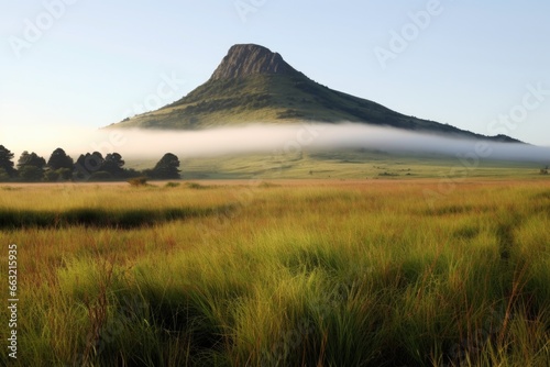 bear butte mountain in mist, a sacred site for lakota