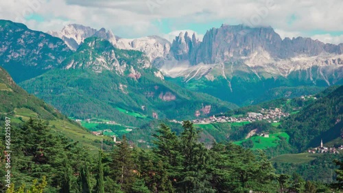 View towards Rosengarten massif from Bozen - Bolzano, South Tyrol, Italy photo