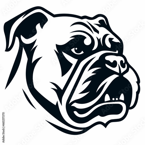 Bulldog black icon on white background. Bulldog silhouette. AI generative