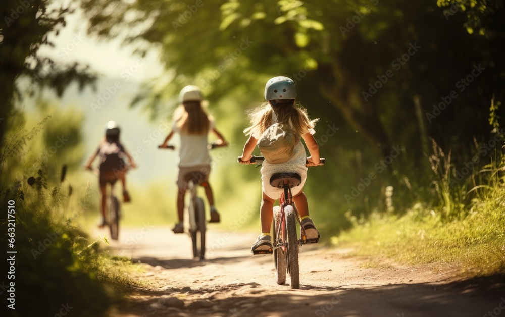 Natural Scenery Kids Riding Bicycles