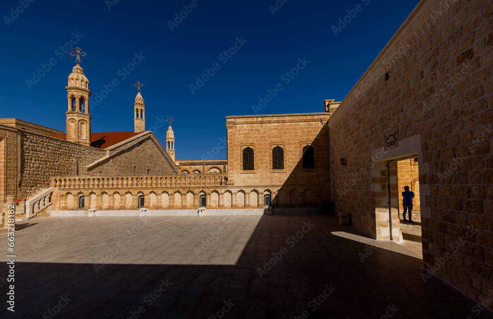 Architectural details of Mor Gabriel Deyrulumur Monastry. It is the oldest surviving Syriac Orthodox monastery in the world.