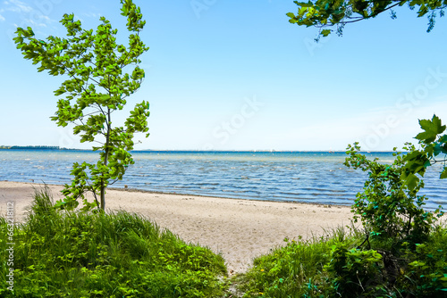 Landscape at Wendorf Beach near Wismar. View of the Baltic Sea.