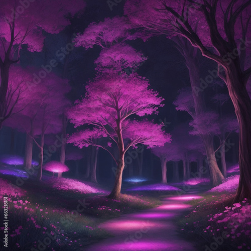 night in the pink neon forest east