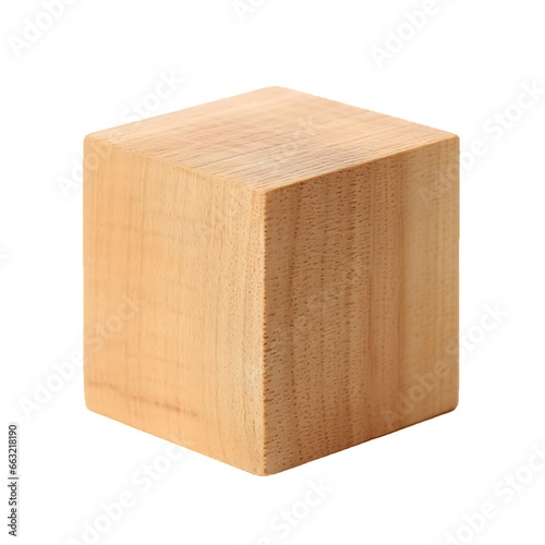single Wooden cube toy block isolated 