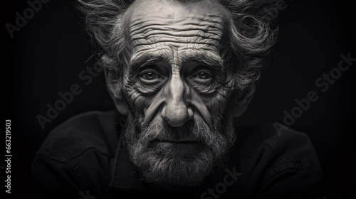 A stunning monochrome portrait highlighting the emotional expressions of an elderly individual, perfect to showcase wisdom, life journeys, or aging topics for editorial pieces or social campaigns.