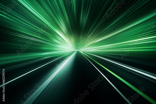 Abstract Speed Motion in Light Green on Dark Background