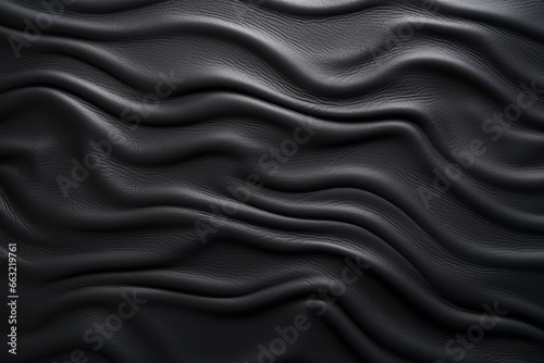 Textured Black Leather with Dark Waves