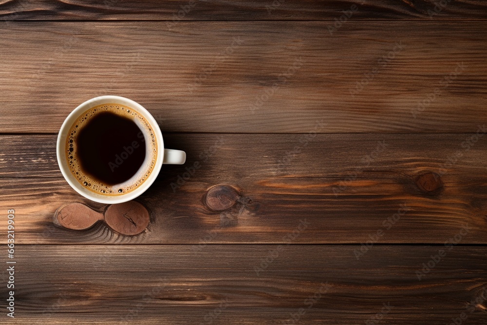 Steaming Cup of Coffee on Rustic Wooden Table Steaming Cup of Coffee on Rustic Wooden Table