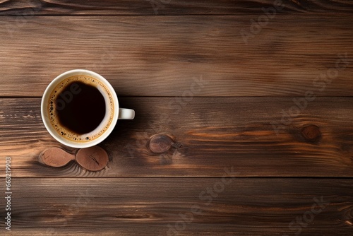 Steaming Cup of Coffee on Rustic Wooden Table