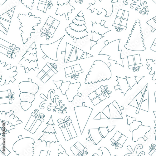 Vector seamless pattern with christmass trees