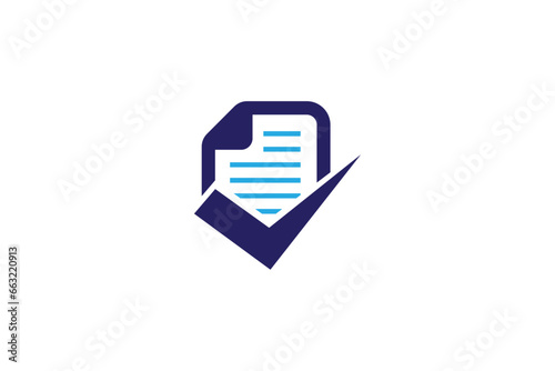 Modern logo Checkmark with paper for CPA, taxes, business accounting, financial statements, audit and compilations and reviews.
