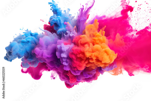 colorful vibrant smoke bomb explosion clouds on transparent background 