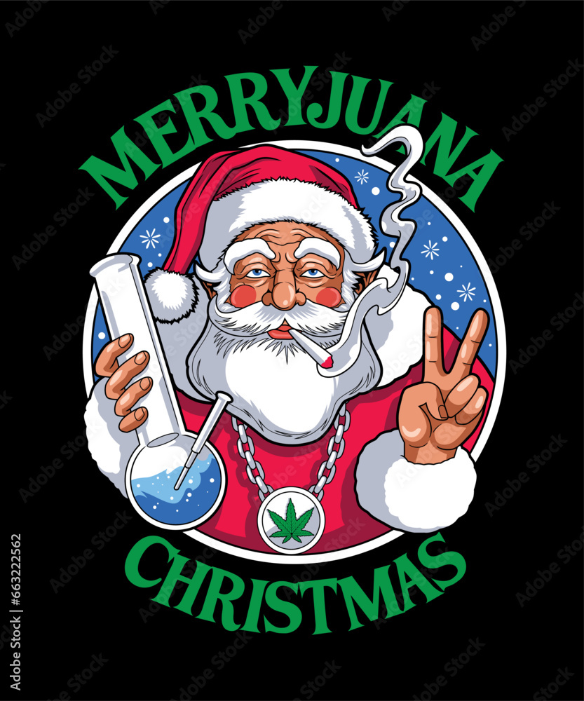 Merryjuana Christmas. Christmas Vector Illustration Style. Merryjuana Christmas. Christmas Vector Illustration Style.