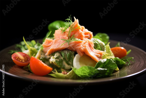 Salad with smoked salmon cream cheese