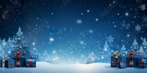 Merry Christmas and new year, gift boxes bokeh background. Christmas gifts background. © MKhalid