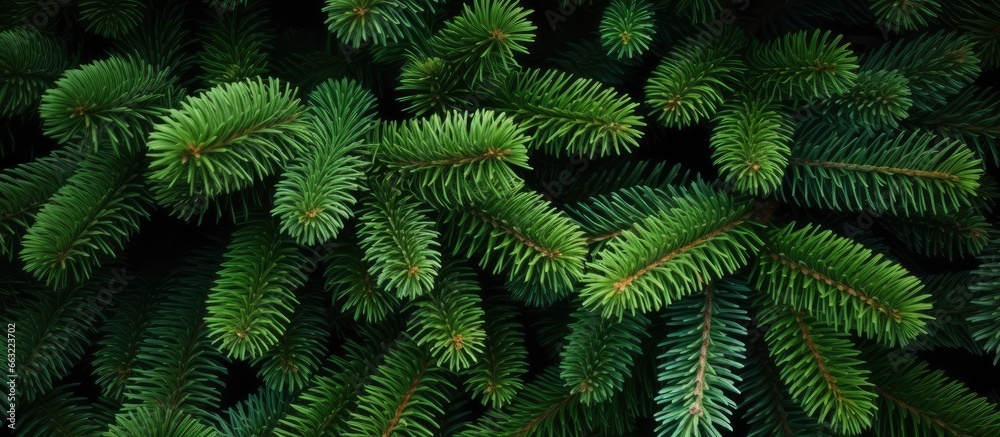 Christmas tree branches on a natural background.