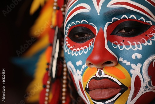 image of a painted tribal mask with vibrant colors