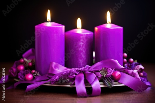 advent wreath with four purple candles